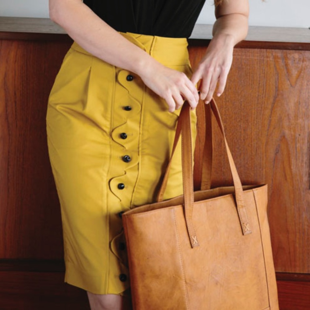 Yellow anthropology midi skirt